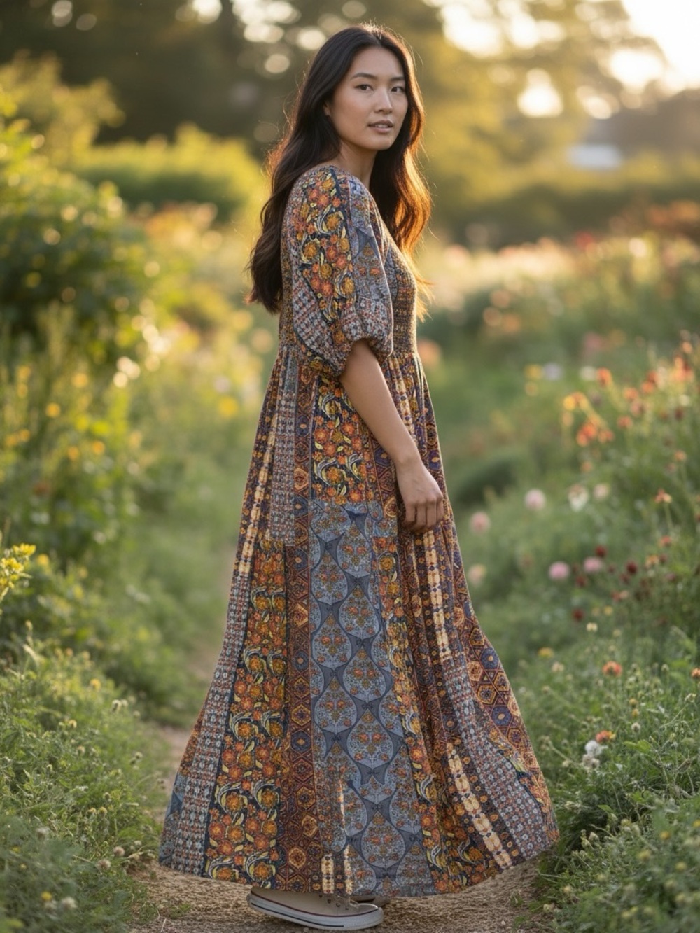 Multicolor Floral Rayon Maxi Dress - Picture 2 of 5